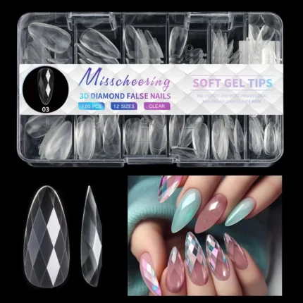 140pc 3D Diamond Soft Gel Nail Tips Style 03 Nail Art Designs