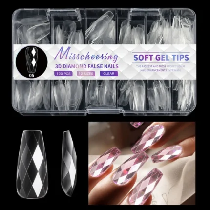 140pc 3D Diamond Soft Gel Nail Tips Style 05 Nail Art Designs