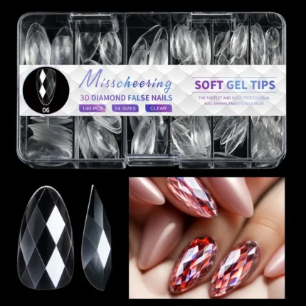 140pc 3D Diamond Soft Gel Nail Tips Style 06 Nail Art Designs