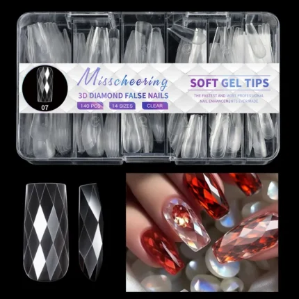 140pc 3D Diamond Soft Gel Nail Tips Style 07 Nail Art Designs