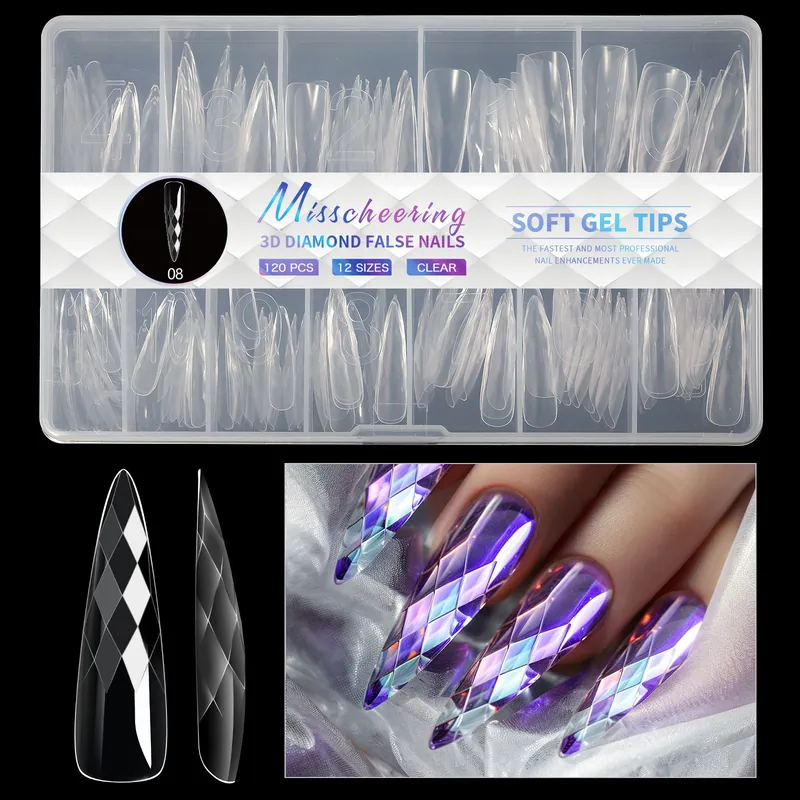 140pc 3D Diamond Soft Gel Nail Tips Style 08 Nail Art Designs