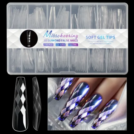 140pc 3D Diamond Soft Gel Nail Tips Style 09 Nail Art Designs