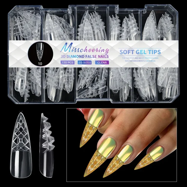 140pc 3D Diamond Soft Gel Nail Tips Style 10 Nail Art Designs