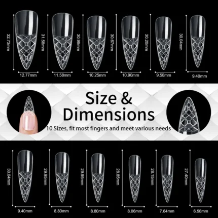 140pc 3D Diamond Soft Gel Nail Tips Style 10 Nail Art Designs