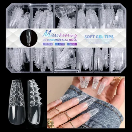 140pc 3D Diamond Soft Gel Nail Tips Style 11 Nail Art Designs