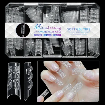 140pc 3D Diamond Soft Gel Nail Tips Style 12 Nail Art Designs