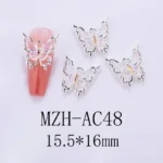 Nail Art Deco Silver Metal Clear Crystal Butterfly Charm Y01-MZH-AC48