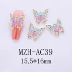 Nail Art Deco Gold Metal Rainbow Crystal Butterfly Charm Y01-MZH-AC39